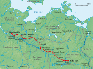 <span class="mw-page-title-main">Berlin–Hamburg Railway</span> Railway line in Germany