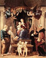 Raphael Madonna of the Canopy. 276 × 224 cm.