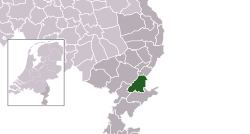 Highlighted position of Roermond in a municipal map of Limburg