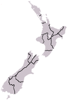 Karte Neuseelands mit Regionsgrenzen