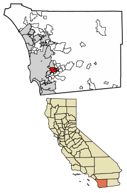 Location of El Cajon in San Diego County, California