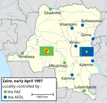 Map of Zaire in April 1997