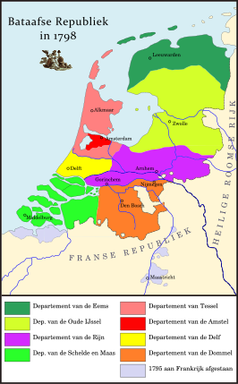 Dep. van de Oude IJssel (rechts lichtgroen) in 1798