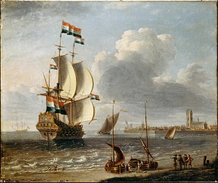 Een Oost-Indiëvaarder voor de kust van Hoorn. (Lorenzo A. Castro, eerder dan 1686)
