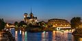 Notre-Dame de Paris and the Île de la Cité at dusk, Paris