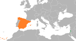 Map indicating locations of Palestine and Spain