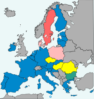 Map of Europe with signatories and other EU members