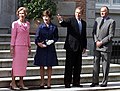 His wife Laura Bush, King Juan Carlos I and Queen Sofía of Spain in Madrid on June 12, 2001