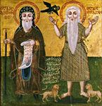 Saints Anthony the Great and Paul of Thebes, 14th century