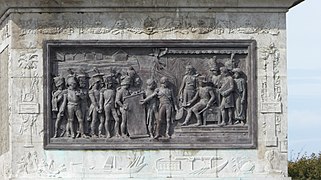 Bas-relief où Soult présente à l' Empereur les plans de la future Colonne.