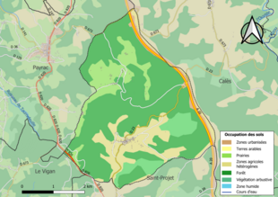 Carte en couleurs présentant l'occupation des sols.