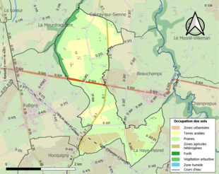 Carte en couleurs présentant l'occupation des sols.