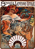 Biscuits Lefèvre-Utile (1896), litografía de Alfons Mucha.