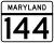 Maryland Route 144 marker