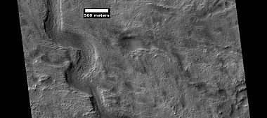 Channel on floor of Newton Crater, as seen by HiRISE under HiWish program