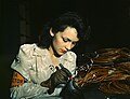 Image 39During World War II, a female aircraft worker checks electrical assemblies at the Vega Aircraft Corporation in Burbank, California.