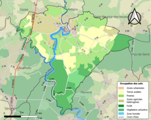 Carte en couleurs présentant l'occupation des sols.