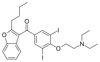 <span class="mw-page-title-main">Amiodarone</span> Antiarrhythmic medication used for various types of irregular heartbeats