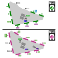 Distribución de las líneas en las dársenas del intercambiador de Plaza Elíptica, estando la cabecera del 155 en la dársena 3 (nivel -1).