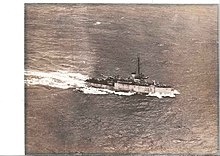 HMS Peterhead in the Bay of Biscay on 30 December 1943, taken from a Sunderland flying boat HMS PETERHEAD 2.jpg