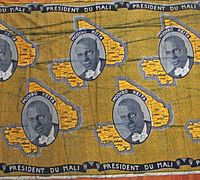 A poster of Modibo Keita, the first President of Mali, who encouraged slaves to leave their masters. Keita 001.jpg