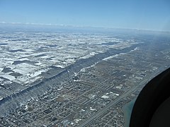 Aerial view of Niagara Escarpment near Grimsby, Ontario