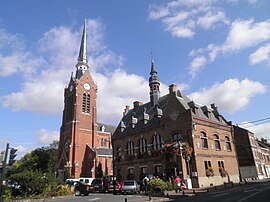 The church and town hall of Laventie