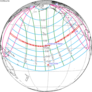 <span class="mw-page-title-main">Solar eclipse of January 16, 2056</span> Future annular solar eclipse