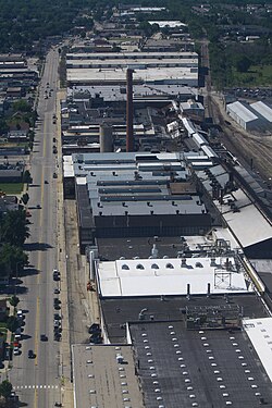 Aerial image of the Cudahy Meat Packing Plant