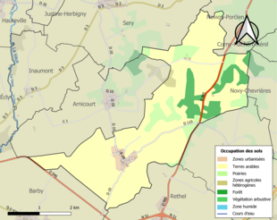 Carte en couleurs présentant l'occupation des sols.