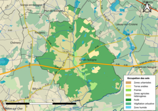 Carte en couleurs présentant l'occupation des sols.