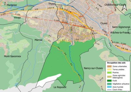 Carte en couleurs présentant l'occupation des sols.