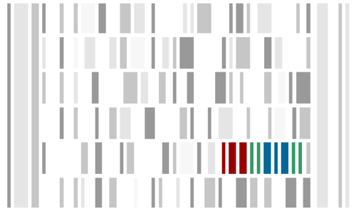 "A Dream in Three Colors (Phase Shift)" by Sven Manguard, an abstraction of the Wikidata bar-code logo.