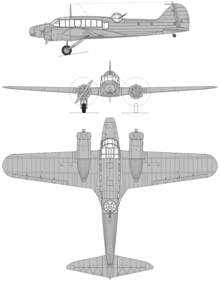 3-view drawing of the Avro Anson I Avro Anson Mk.I.png