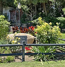 A small decorative flower garden is seen near the main entrance to the complex during the summer of 2023. FlowersAtPasoRoblesEventCenterEntrance.jpg