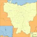 Image 8Map of the administrative cities (Kota administratif) in Jakarta province; the Thousand Islands Regency (which is to the north) is shown on in the inset to the lower left. Each administrative city is further divided into districts (Kecamatan) (from Jakarta)