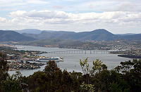 The opening of the Tasman Bridge was the catalyst for the development of the City of Clarence. Tasman Bridge.jpg