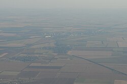 Krasnohvardiiske from the air from the south, Maryanivka is at the foreground