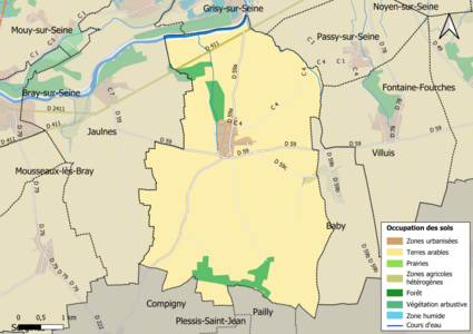 Carte des infrastructures et de l'occupation des sols en 2018 (CLC) de la commune.