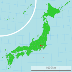Map of Japan with टोक्यो highlighted