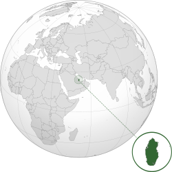 موقعیت و گستره قطر (سبز تیره) در شبه‌جزیرهٔ عربستان