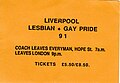 Coach ticket to London Pride 1991