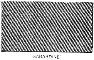 <span class="mw-page-title-main">Gabardine</span> Tough, tightly woven fabric used to make suits, trousers and some other garments