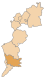 Lage des Bezirkes Güssing innerhalb des Burgenlandes