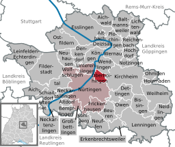 Läget för Oberboihingen i Landkreis Esslingen