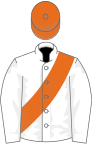 White, orange sash and cap