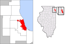 Chicago'nun Illinois eyaletindeki konumu