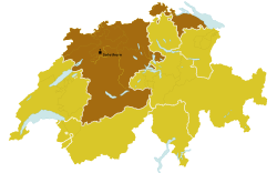 Map of the modern diocese of Basel within Switzerland