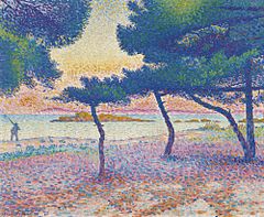 La Plage de Saint-Clair (The Beach at Saint-Clair). Henri-Edmond Cross. 1896.