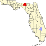 A state map highlighting Madison County in the corner part of the state. It is medium in size.